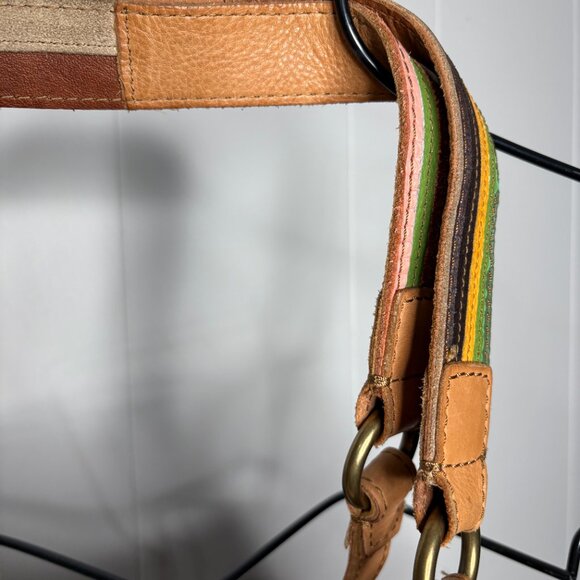 Lucky‎ Multicolor Leather Striped Satchel Shoulder Bag Purse Boho EUC Hippie - Picture 4 of 13